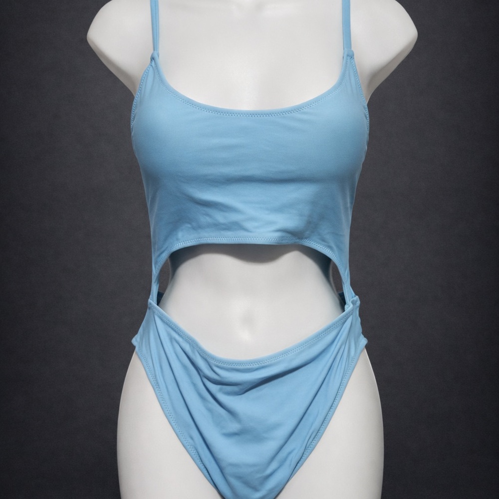 Light Blue Cutout One-Piece Swimsuit